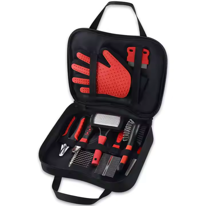 9-in-1 Pet Grooming Kit for Dogs & Cats – Nail Clipper, Flea Comb, Scissors, Hair Remover & More