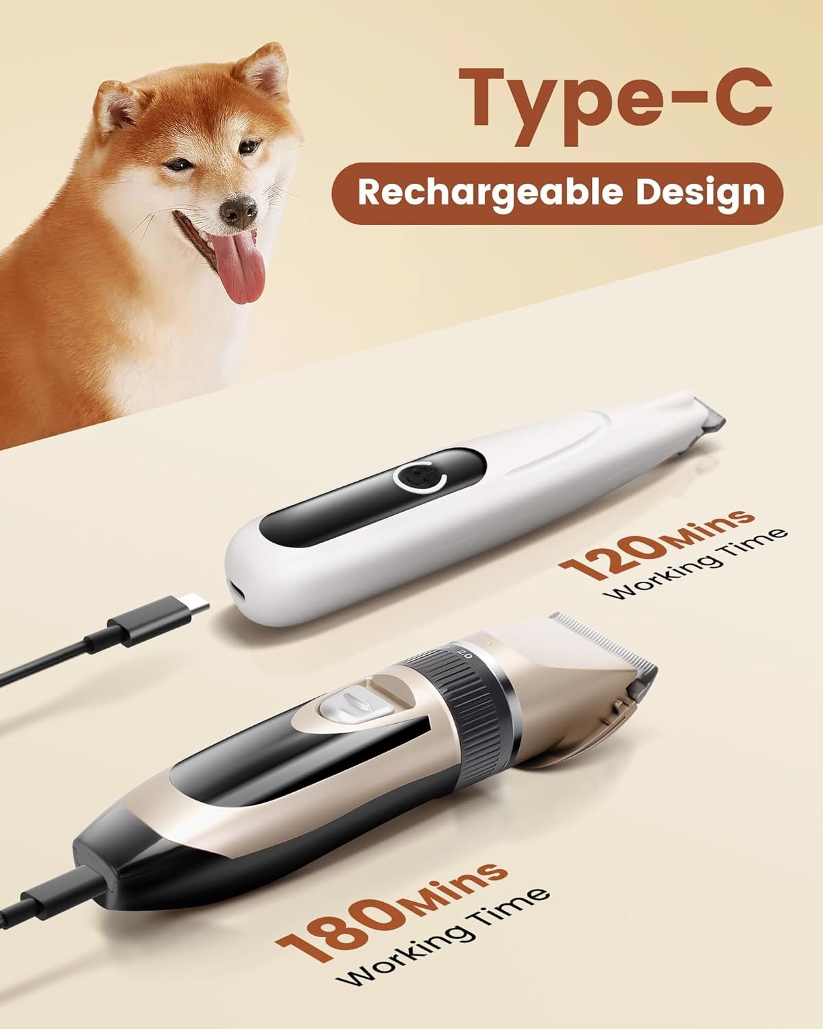 2-in-1 Rechargeable Dog Grooming Kit – Low-Noise Cordless Clippers & Paw Trimmer for Pets - Image 6